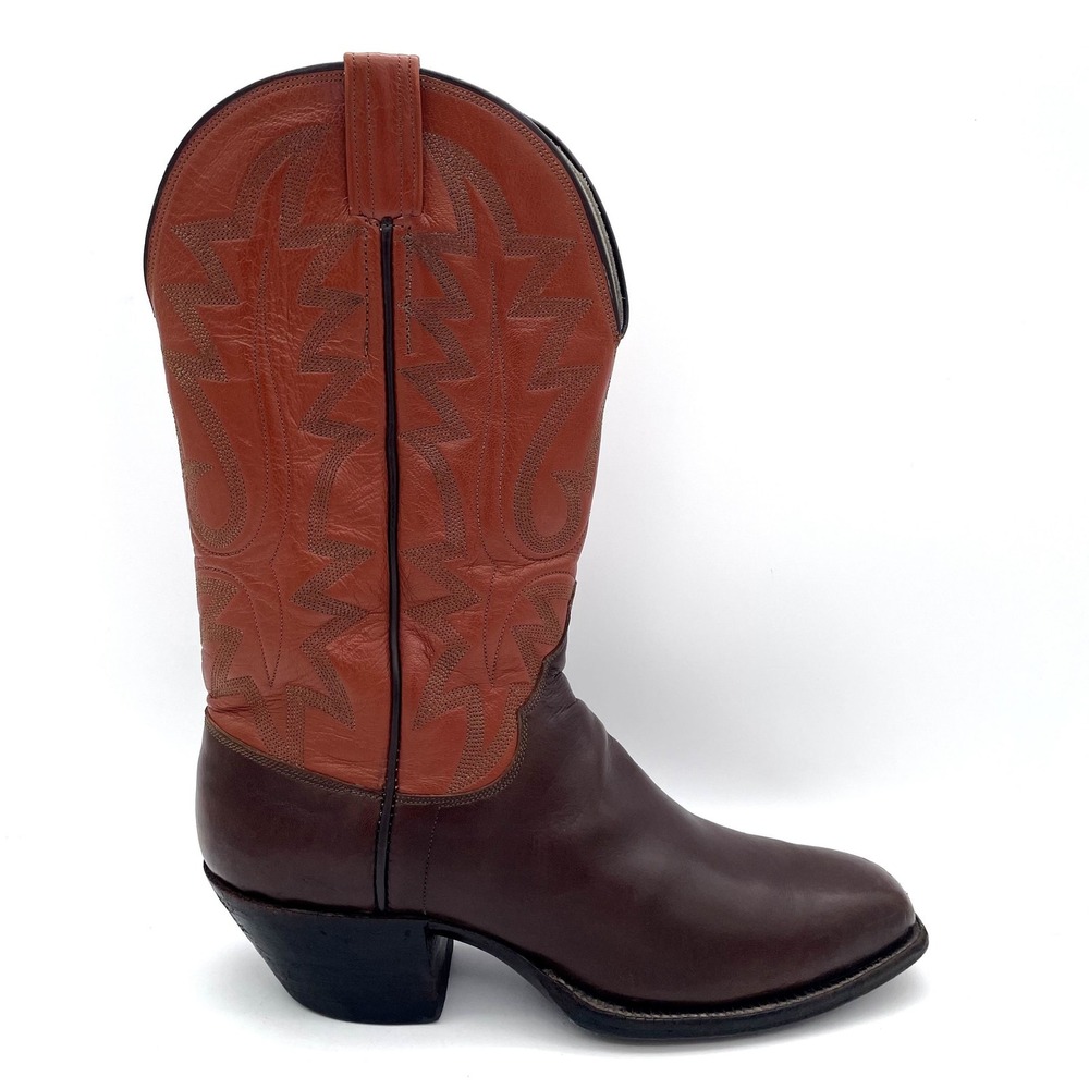 VTG Ramiros Custom Boots 8.5 D Brown Burnt Orange Leather Cowboy Boots Handmade